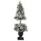 5ft. Pre-Lit Flocked Artificial Christmas Tree in Decorative Urn, White LED Lights